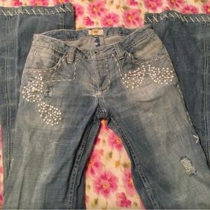 Antik Denim Lace Rhinestone Jeans Size 27